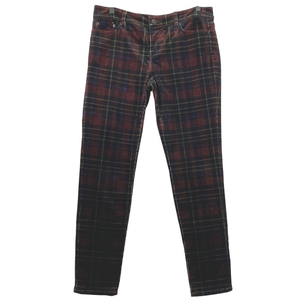 Lauren Ralph Lauren Jeans Co Pants Womens 8 Plaid Corduroy Stretch Casual Fall